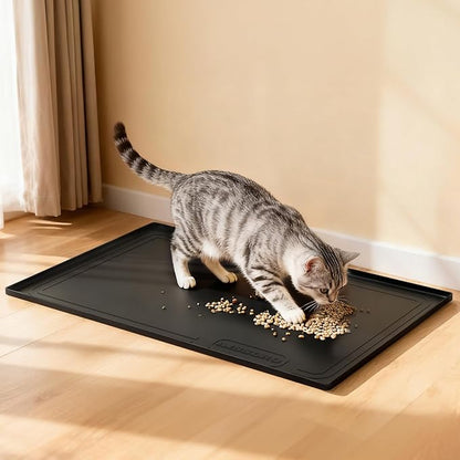 Aisslro Under Sink Mat 22" X 19", Waterproof Silicone Under Sink Mats for Kitchen, Anti-Leak Shelf Liner & Cabinet Protector with Raised Edge, [BPA Free] Bathroom Tray Home Organizer, Black