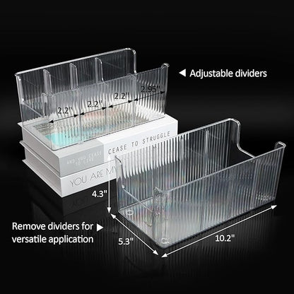 AUOIKK Acrylic Belt Organizer with Adjustable 4 Compartments & Stackable Design, Clear Storage for Closet and Drawer Organization