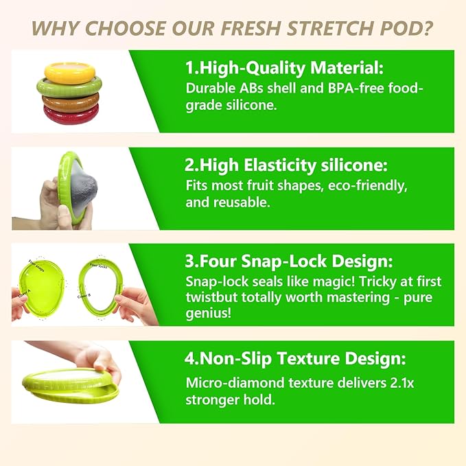 AWLGAK Avocado Saver and Onion Holder -Set of 4 Reusable Fruit and Veggie Savers for Fridge - BPA-Free, Prevent Flavor Mixing, Keep Fresh (Green, Brown, Red And Yellow)