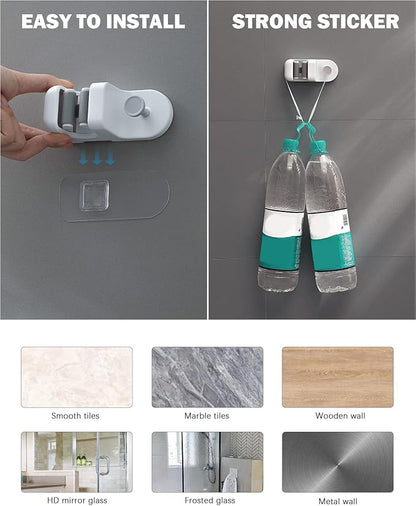 BEZOX Mop Holder with Hook - Drill Free Wall Mount Broom Gripper, Cleaning Supplies Organizer Utility Holder - 1PCS