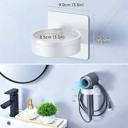 Oukimly Hair Dryer Holder Wall Mounted, Blow Dryer Holder, Hair Tool Organizer for Hair Dryer Storage Hanger, Adhesive Hairdryer Holder for Bathroom Barber Shop (White)