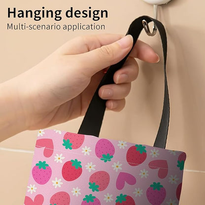 Plastic Bag Holder, Wall Mount Grocery Bag Organizer, Strawberry Pink