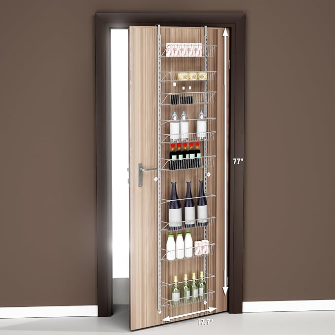 Over the Door Pantry Organizer - 9-Tier Organizer for Bathroom, Closet, or Kitchen Storage - Pantry Organizers and Storage by Home-Complete (White)