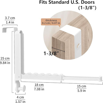 RFOUO Clothes Drying Rack Foldable Fit Door up to 1 3/8" Optimal 1pc,Over The Door Hanger with Retractable Rod,Over The Door Hanger Hooks for Laundry Bathroom Bedroom Travel Hangers(White, 1 Pack)