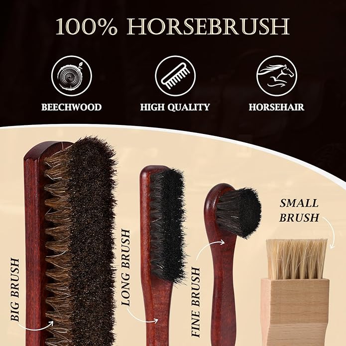 Leather Shoe Care Kit, Professional 13-Piece Shoe Polish Gift Set with Saddle Soap, Mink Oil, Horsehair Brushes and Travel Case for Business Professionals for Men Women