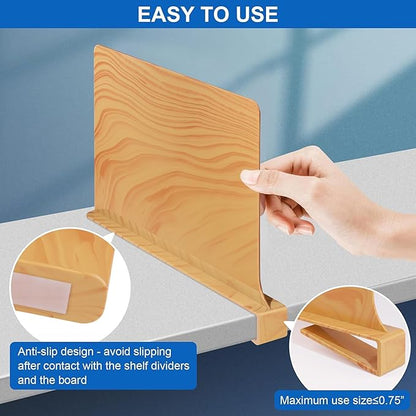 Shelf Dividers for Closet Organization 8 Pack Closet Shelf Divider Closet Dividers for Shelves Shelf Organizer for Closet Shelf Organizer for Wood Closet -Natural