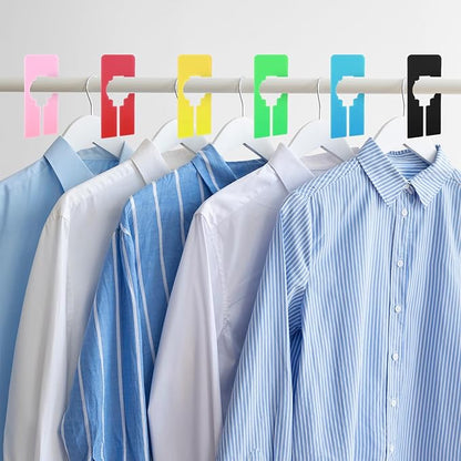 12 PCS Clothing Rack Dividers Plastic Closet Dividers for Hanging Clothes Plastic Clothing Divider Writable Reusable Separators Closets Labels Divider Size Tags for Clothings Racks Sorting, 6 Colors