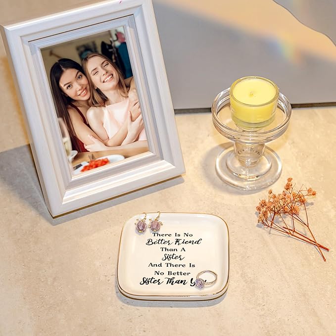 PUDDING CABIN Sister Gifts from Sister Soul Sisters Birthday Gifts for Women Funny Sis Jewelry Dish Adult Sister In Law Gifts