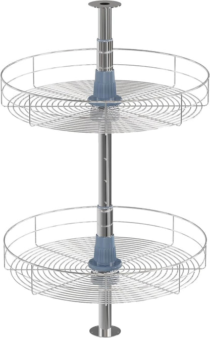 Dowell 18" Round Lazy Susan, 2 Shelves, Kitchen Wall Corner Cabinet Organizer (Chrome 4001 360D)