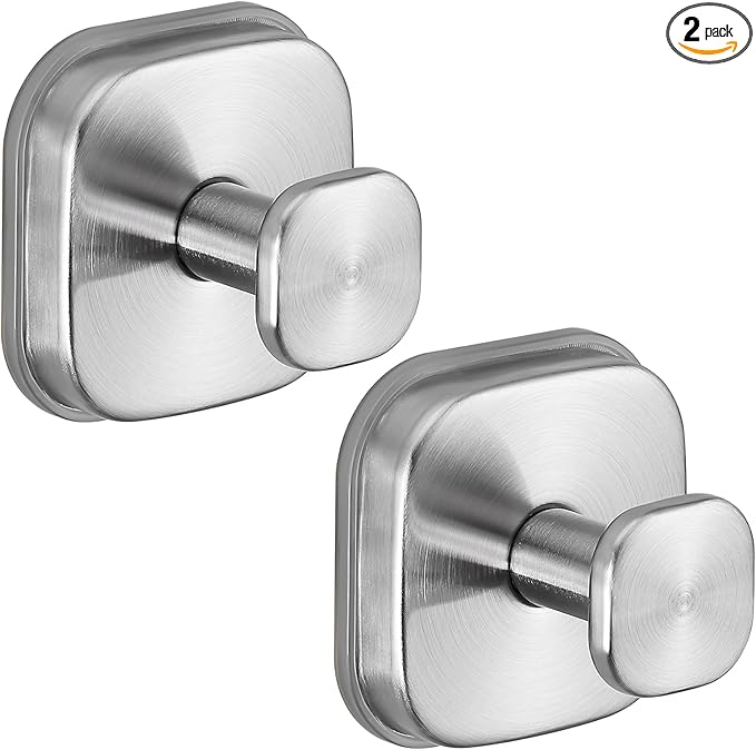 Supopular Heavy Duty Reusable Suction Cup Hooks for Kitchen/Bathroom/Shower - Wet-Proof Hooks for Towels, Robes, Loofah&Wreaths/No Drill Mounting on Glass, Tile, Metal (2, Brushed Nickel)
