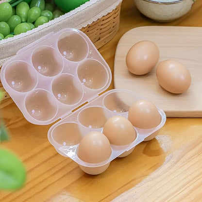 6 Egg Grid Storage Container - Plastic Eggs Holder With Handle, Outdoor Egg Carriers For Kitchen & Restaurants