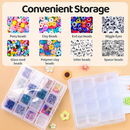 Eppingwin 16 Grids Bead Organizer, Craft Organizers and Storage, Acrylic Organizers, Plastic Bead Organizer Box for Crafts Organizing Storing