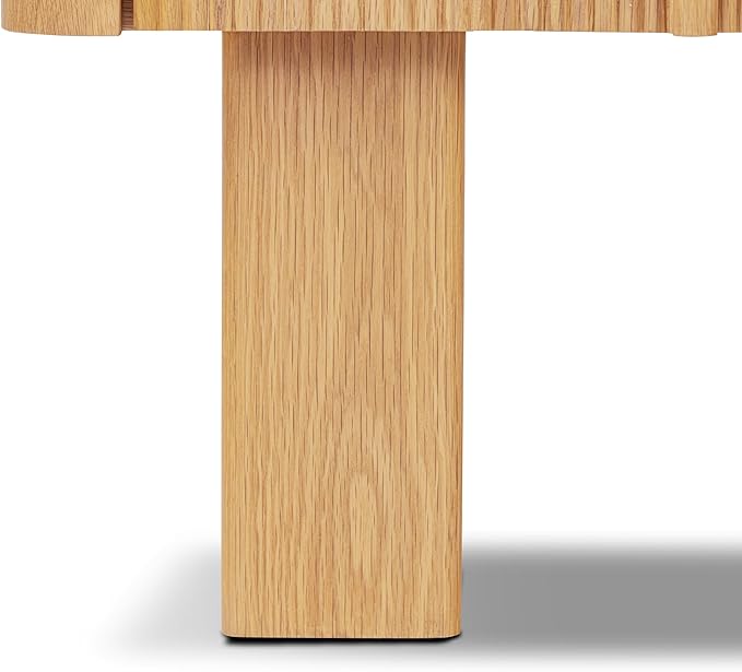Poly & Bark Toledo 22” Nightstand – Solid and Veneered American White Oak Construction with Ribbed Drawer Fronts and Soft‑Close Drawers – Textural Modern Bedside Table for Stylish Bedrooms