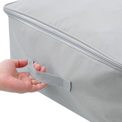 Comforter Clothes Storage Bag, 26.8 x 18 x 7.8 inches, 600D Oxford Fabric for Blanket, Quilt, Pillow, Bedding, Clothes, Sweater, Bedding, Foldable Zipper Container Tote, 2 Carrying Handles, Gray