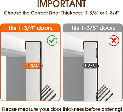 KitchLife Over The Door Hooks Hanger with 7 inches Extended Arms, Fit for 1-3/4" Doors, J18U, Thickened Bathroom Towel Rack Organization, 1 Pack Double-Hook, Matte Black