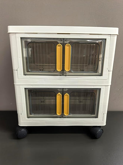 Kitchen Pantry Storage Cabinet, Tableware Cabinet, Spice Rack, Double-Layered 4-Door Foldable