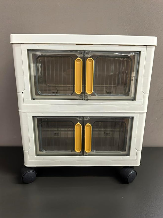 Kitchen Pantry Storage Cabinet, Tableware Cabinet, Spice Rack, Double-Layered 4-Door Foldable
