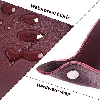 SANQIANWAN Leather Jewelry Valet Tray for Women and Man, Portable Entryway Table Tray Bedside Nightstand Desk Tray Small Catchall Travel Dish Plate for Key,Wallet,Watch,Coin(8x8, Deep Brown-B)