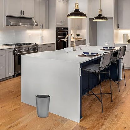 Mini Waste Basket - Pack of 2 Durable Small Plastic Garbage Trash Can Bin - Lidless Open-Top, Slim Profile for Compact Spaces - Suitable for Home, Bathroom, Office, Bedroom & More, Silver Brushed
