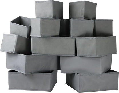 16 Pack Drawer Organizer Clothes, Foldable Fabric Dresser Organizer Closet Organizers and Storage Box for Underwear,Folded Clothes,Baby Clothing,Socks,Bra,Towels,Ties(Gray)