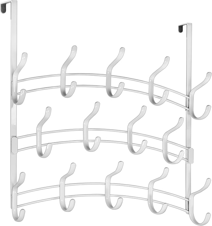 LYNK Professional® Home™ Over Door Hooks Rack - 28 Hook Over Door Hanger - Over Door Towel Rack - Hanging Towels or Clothes - Bathroom, Bedroom or Laundry Room - Lifetime Ltd. Warranty - White