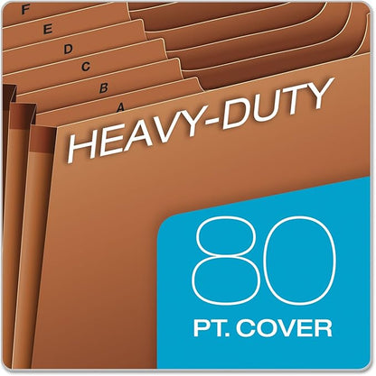 Pendaflex Heavy Duty Expanding File with Extra-Thick Cover, Tyvek Reinforced Edges, 21 Pockets, A–Z Tabs, Elastic Cord Closure, Letter Size (R117ALHD),Brown