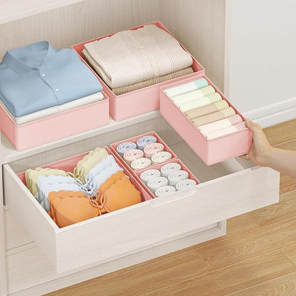 DIMJ Drawer Organizer Clothes Storage - 24 Pack Baby Dresser Organizer for Nursery, Foldable Closet Drawer Organizer Bins for Bedroom Organization, Fabric Storage Dividers for Socks, Underwears, Bras