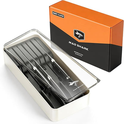 MAD SHARK 2-in-1 Detachable Knife Block & Silverware Organizer, Drawer Knife Holder for 7 Knives, BPA-Free, Blade-Safe Slots, Save Counter Space, Kitchen Drawer or Counter Storage, No Knives