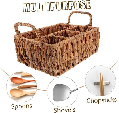 Storage Basket for Cutlery Woven Basket Chopstick Holder Rustic Decorative Desktop Organizer