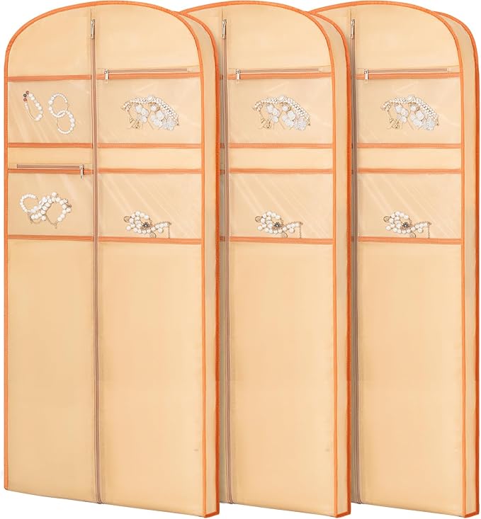 65" Garment Bag for Travel for Hanging Clothes Storage Hanging Suit Cover with Zipper and Accessory Storage for Coats, Dresses, Suits