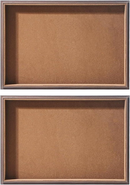 2Pcs/Set Wood Jewelry Organizer Tray, Stackable Blank Tray for Drawer, Rings Earring Storage Case, Necklace Accessories Display Holder for Store Selling or Home Show