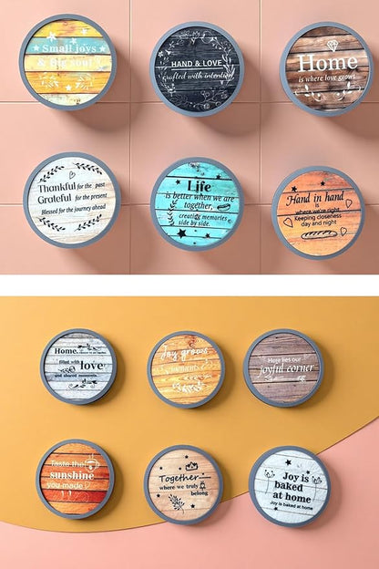 Absorbent Coasters for Drinks with Holder, Set of 6 Farmhouse Coasters, Silicone Coaster with Soft Felt Insert, Round, Housewarming Gifts