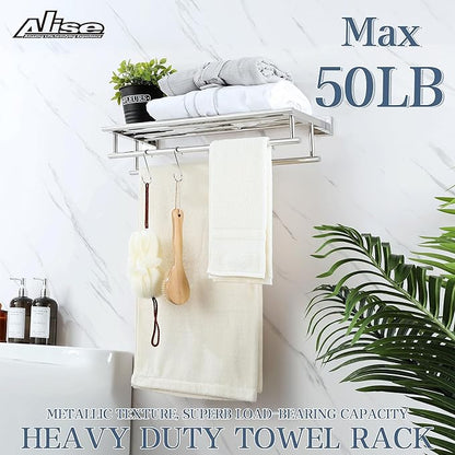 Alise Towel Rack,Towel Hanger Towel Shelf with Double Towel Bars for Bathroom Lavatory,20 Inch SUS 304 Stainless Steel Wall Mount Towel Holder,Polished Chrome