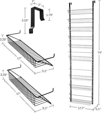 Over the Door Pantry Organizer - 9-Tier Organizer for Bathroom, Closet, or Kitchen Storage - Pantry Organizers and Storage by Home-Complete (Black)