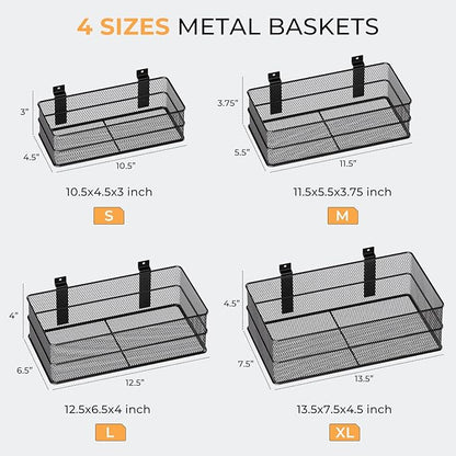 INCLY 4 Pack Upgrade Slatwall Baskets, Heavy Duty Metal Mesh Slat Wall Basket, Mounted Hanging Storage Slatwall Accessories for Garage Organizing Shop Display on Slat Wall Panels