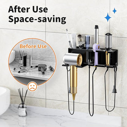 MAYZOLOP Hair Dryer Holder, Hair Tool Organizer, Blow Dryer Hanger Wall Mount for Dryer Hook, Bathroom Space-Saving Blow Dryer Organizer, Curling Irons Storage Wall Mounted