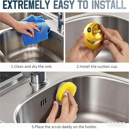 Yoshiky Stainless Steel Smiley Face Sponge Holder, Silver Sink Caddy Organizer Storage with Suction Cup for Kitchen, Kitchen Accessories Decor Scrubber-Gold