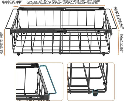 UMDONX Freezer Organizer Bins – Expandable from 11.2" to 17.7", Fit 5–10 Cu.Ft Chest Freezer, Hanging Storage Baskets for Deep Freezer, Easy Slide Access, 1 Pack (Black)