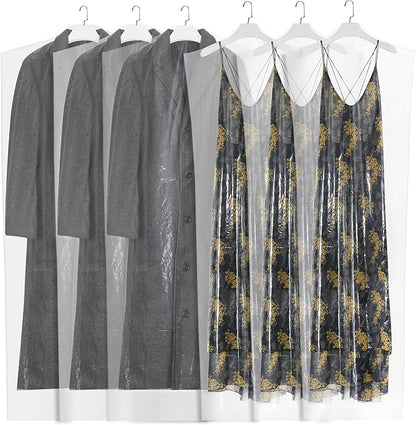60-Pack Extra Long Dry Cleaning Bags for Clothes 72-Inch Long - Clear Plastic Garment Bags for Hanging Clothes, Dry Cleaner Plastic Clothing Cover for Suits, Gowns, Coat, Dance Costumes & Long Dresses