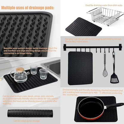 Stainless Steel Dish Drying Rack(15.2"L X 13"W X 5.8"H), Expandable Fruit & Vegetable Drain Rack over Sink, Dish Drainer Rack in Sink, with Stainless Steel Utensil Holder & Silicone Mat(16")
