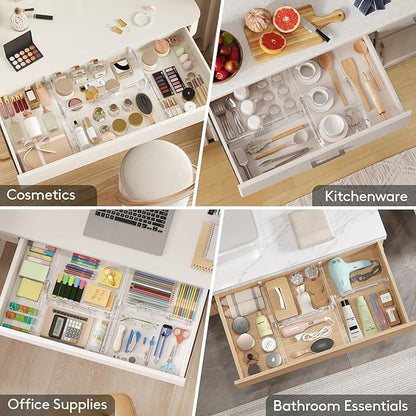Lifewit Clear Drawer Dividers Adjustable Clothes Drawer Organizers, Expandable Drawer Separators, 12 Pack, 4" High/11-17 Long