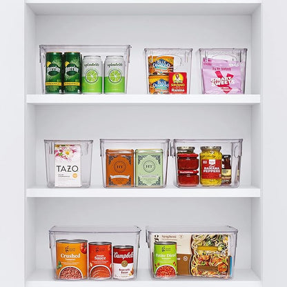 Sorbus Small Clear Plastic Storage Bins for Shelves, Clothes, with Handle - Clear Storage Bins, Drawer, Shelf, Closet, Pantry, Fridge, Freezer Organizer Bins, Closet Organizers and Storage (8 pack)