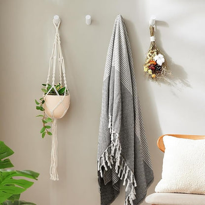 Wood Wall Hooks, 4 Pack Coat Hooks Wall Mounted, Rustic Wooden Heavy Duty Robe Hook Hat Rack, Hook for Hanging Bathroom Towels Clothes Hanger (White)