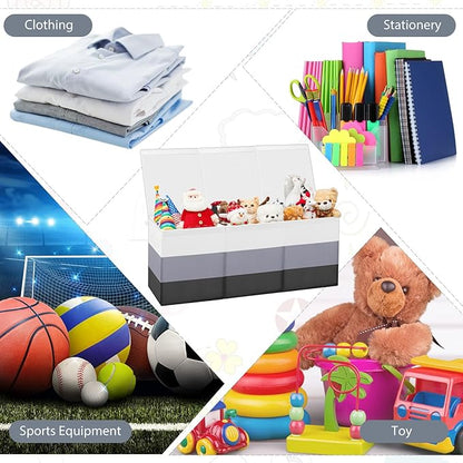 Patelai Extra Large Toy Box Chest with Lids 4/3 Grids Large Chest Collapsible Kids Toy Storage Baskets Gifts for Boys Girls Living Room Nursery Playroom(39 x 13 x 15.7'',Gray Gradient)