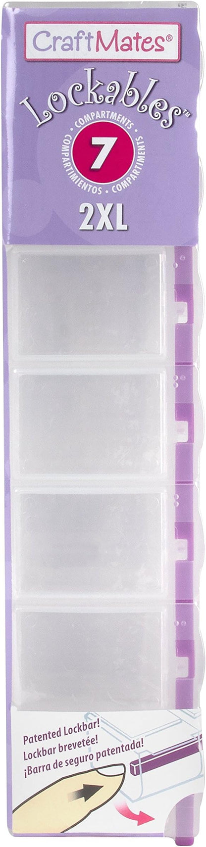 Craft Mates Bead Organizer and Plastic Storage Containers for Crafts, Buttons, Pins and More, 7 Locking Compartments (2XL)