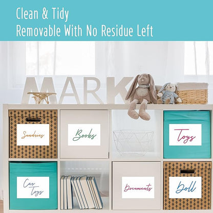 70 Large Size Blank Labels, Water/Oil/Tear Resistant, Inkjet & Laser Printer Available Removable No Residue for Home Organization Projects, Bins, Kitchen Storage Containers, Desk Items(8.5”x 5.5”)
