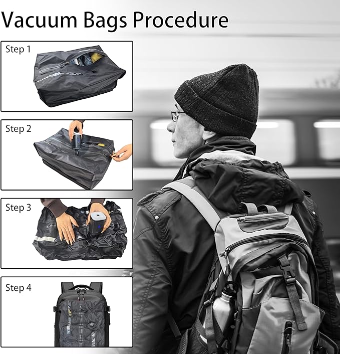 Vacuum Bag for Travel,2025 New Travel Vacuum Bags for Luggage,Compression Packing Cubes with Pump,Foldable and Portable,Compression Suitcase for Camping/Fitness/Beach/Moving