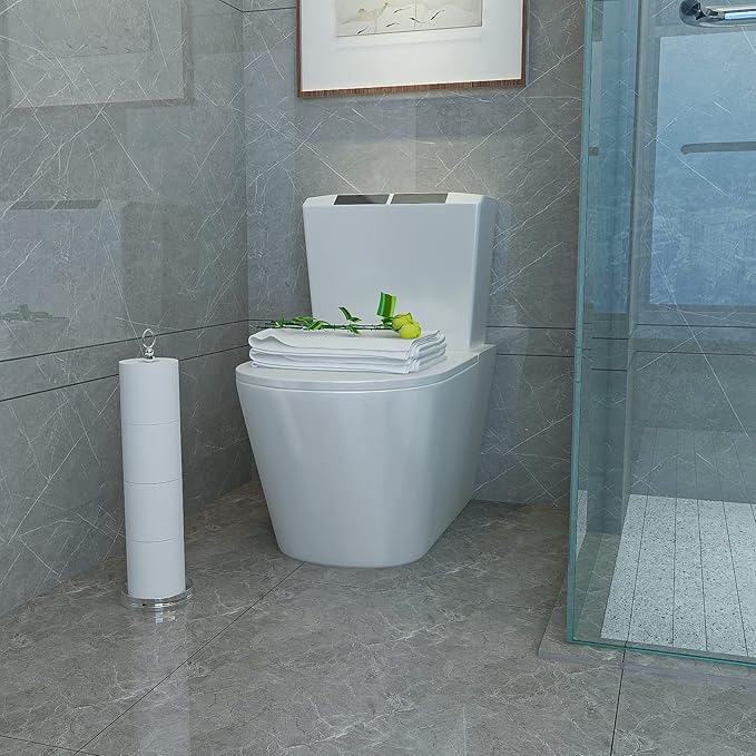 Toilet Paper Holder Stand with Reserve Function, Free Standing Toilet Paper Holder for Bathroom, Space Toilet 4 Rolls Toilet Paper Storage 22.5" Height (2 Pack, Chrome)