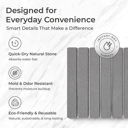 Quick Drying Large Stone Drying Mat for Kitchen Counter, Collapsible Dish Drying Rack, Diatomaceous Earth Dish Drying Mat, Durable Drying Stone, Practical Dish Drying Mats