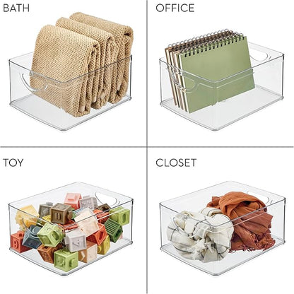 iDesign Plastic Stackable Kitchen Cabinet Storage Bin with Handles - Clear Pantry Organizer